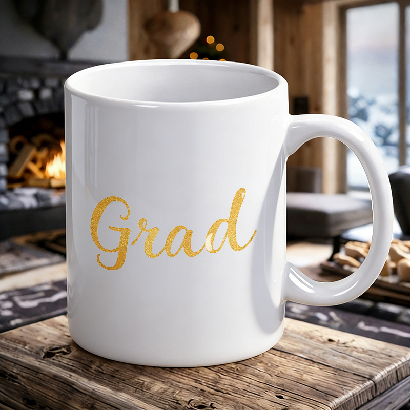 Coffee Tea Font - エレガントな手書き体の「Grad」セラミックマグカップ、コーヒーマグ、ミルクカップ、オフィスティーカップ、ドリンクカップ、友人への贈り物、色褪せにくい