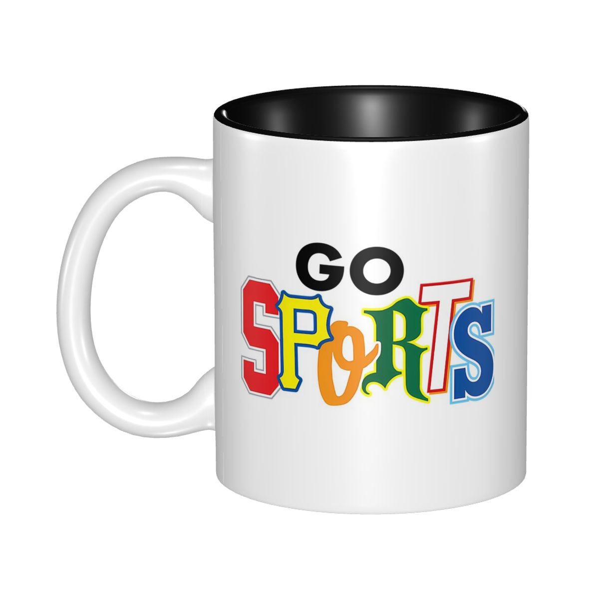 Coffee Tea Font - Go Sports 異なるフォントスタイルのマグカップ 面白いセラミックコーヒーカップ ティーマグ ミルクカップ