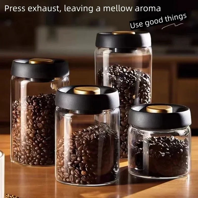 Xbloom Coffee Tea - 手動真空密閉コーヒージャー 高ホウケイ酸ガラス 防湿茶保存容器 キッチンコーヒー用