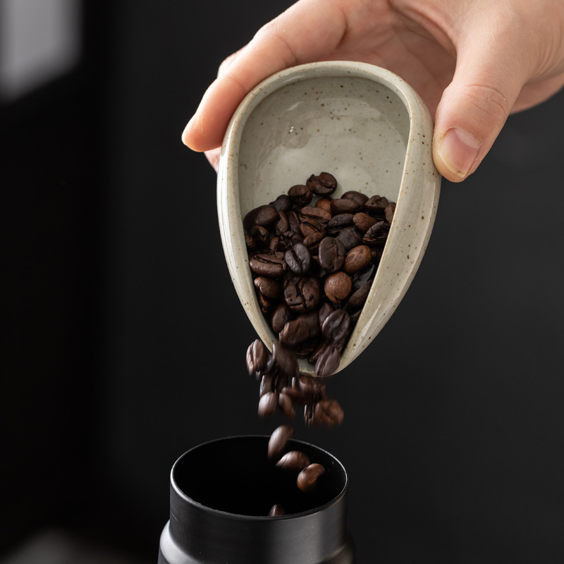Coffee Tea Drinks - セラミック製コーヒー豆計量カップ、コーヒー豆ディスペンサー、家庭用コーヒー愛好家向け、エスプレッソ用コーヒー豆アクセサリー、ギフト