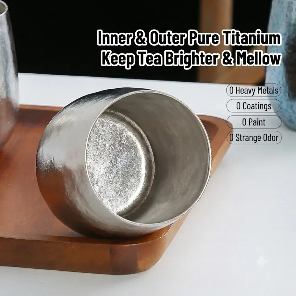 Xbloom Coffee Tea - 純チタン二重壁コーヒーマグカップ、家庭用、オフィス用、お茶、ビール、ジュース用、高級感のある280ml屋外用エッグマグカップ