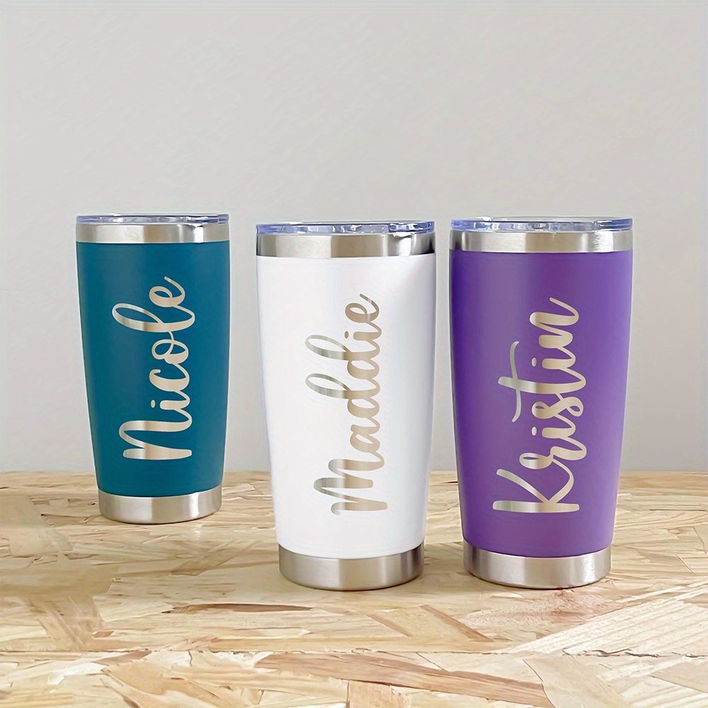 Coffee Tea Warmer - 名前入り20オンスステンレススチールタンブラー、カスタム刻印ハートスクリプト断熱トラベルコーヒーカップ、漏れ防止カーマグギフト