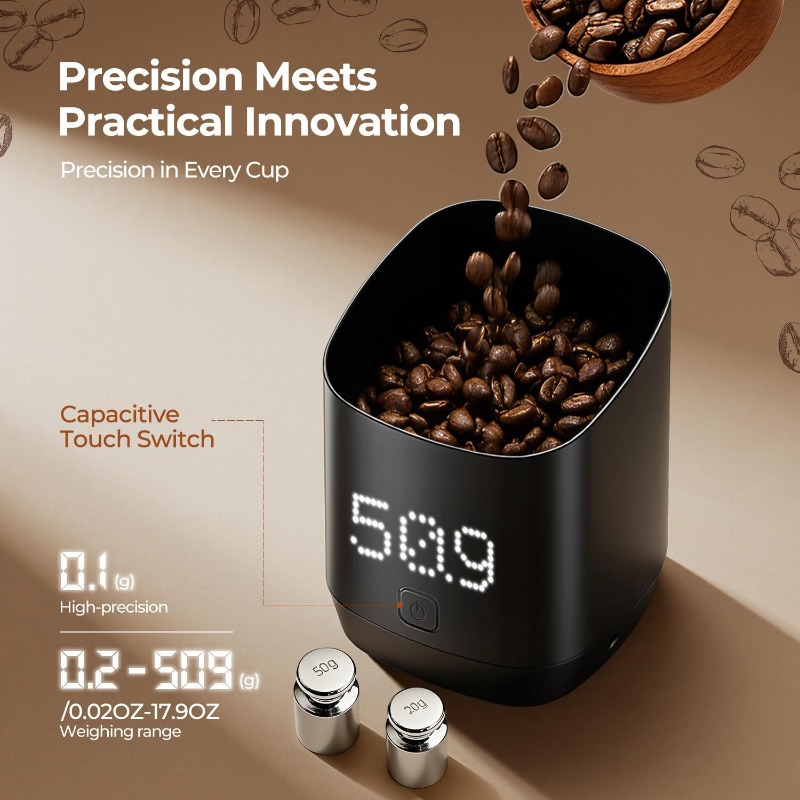 Coffee Tea Drinks - スマートコーヒー計量カップ電子スケール精密計量充電式ポータブルエスプレッソコーヒー計量カップ