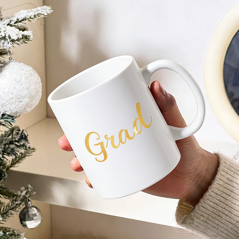 エレガントな手書き体の「Grad」セラミックマグカップ、コー - Coffee Tea Font のレビューと価格