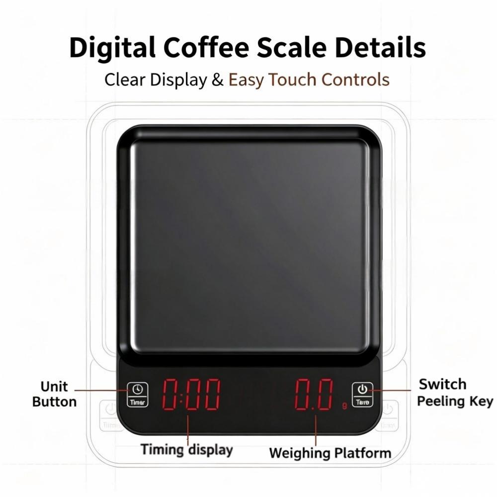 3kg/0.1g高精度デジタルコーヒースケール、LEDポータ - Coffee&Tea House Menu のレビューと価格