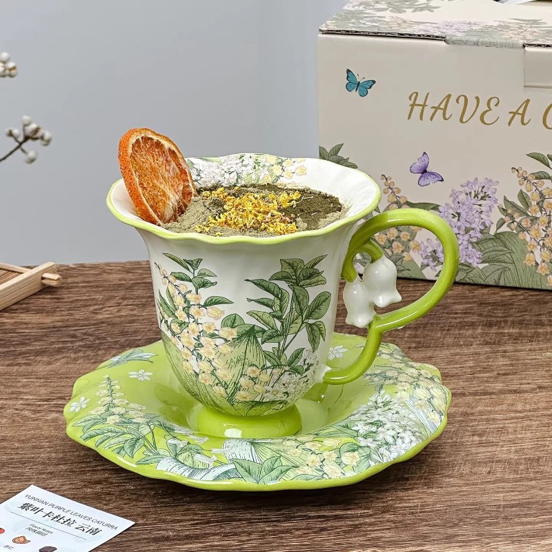 スズランの花が咲くアフタヌーンティーセット - 精巧な高級陶 - Xbloom Coffee Tea のレビューと価格