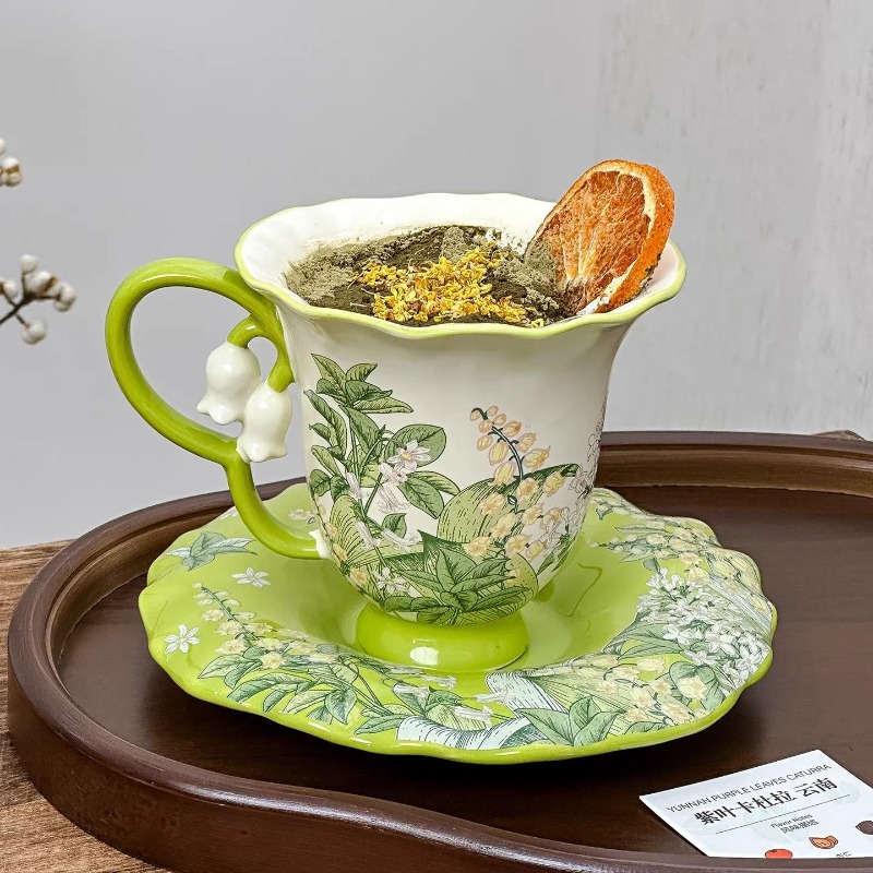 スズランの花が咲くアフタヌーンティーセット - 精巧な高級陶 - Xbloom Coffee Tea のレビューと価格