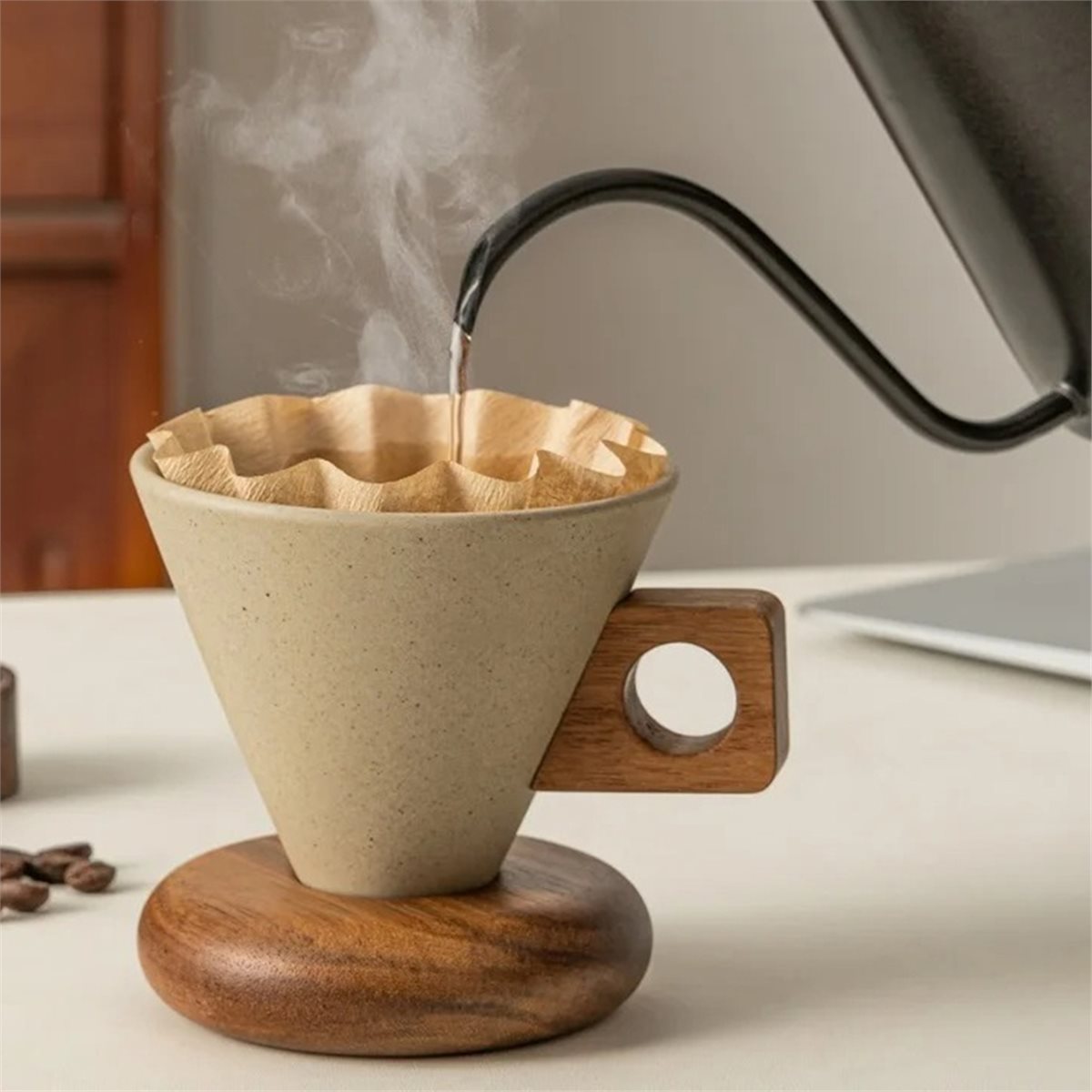 セラミックコーヒーカップ＆木製ベーススプーンセット レトロコ - Coffee&Tea House Menu のレビューと価格