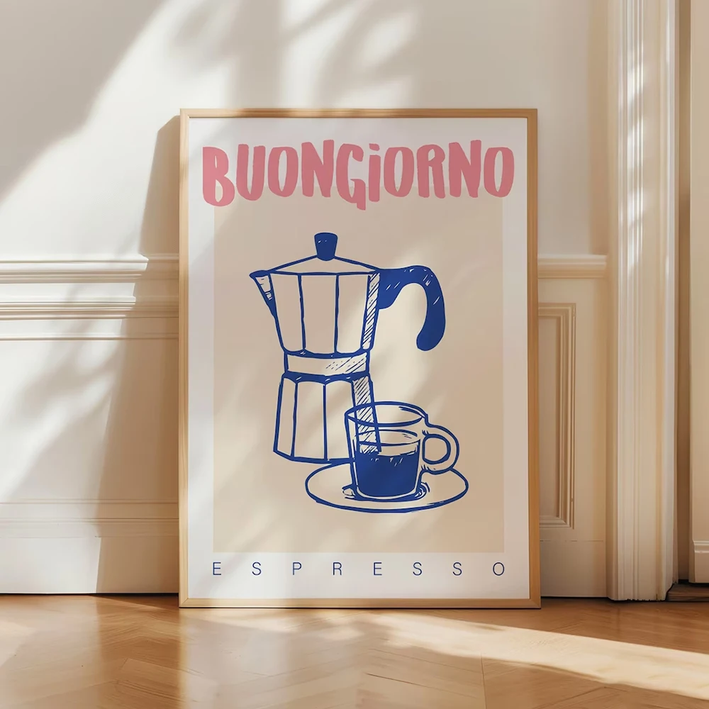 現代コーヒーエスプレッソ壁アートプリントトレンディなレトロヴ - Coffee Tea Drinks のレビューと価格