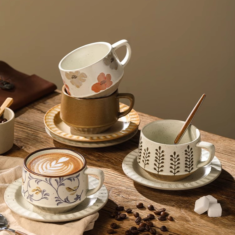 レトロセラミックカップ粗い陶器小容量コーヒーカップとソーサー - Xbloom Coffee Tea のレビューと価格