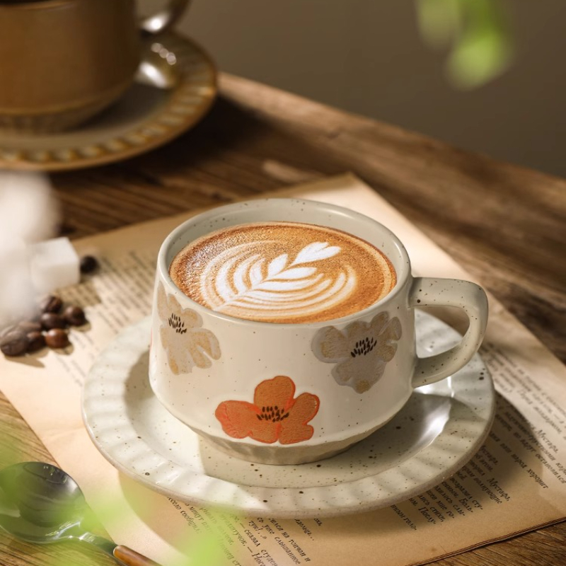 レトロセラミックカップ粗い陶器小容量コーヒーカップとソーサー - Xbloom Coffee Tea のレビューと価格