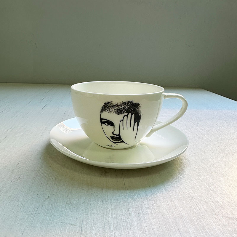 陶器製カップ 手描きキャラクター画像 ホームオフィス コーヒ - Coffee Tea Images のレビューと価格