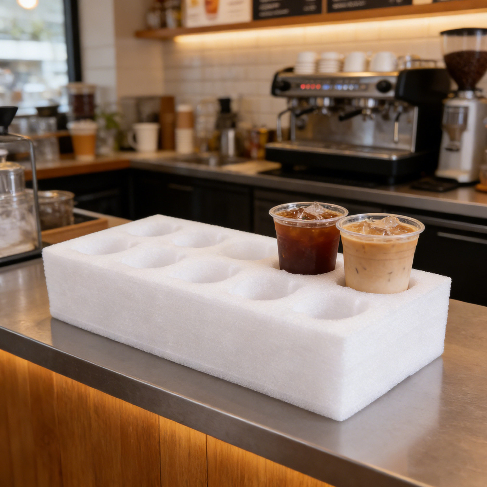 10個のカップを収納できる、多孔式のフォーム製カップホルダー - Coffee Tea Drinks のレビューと価格