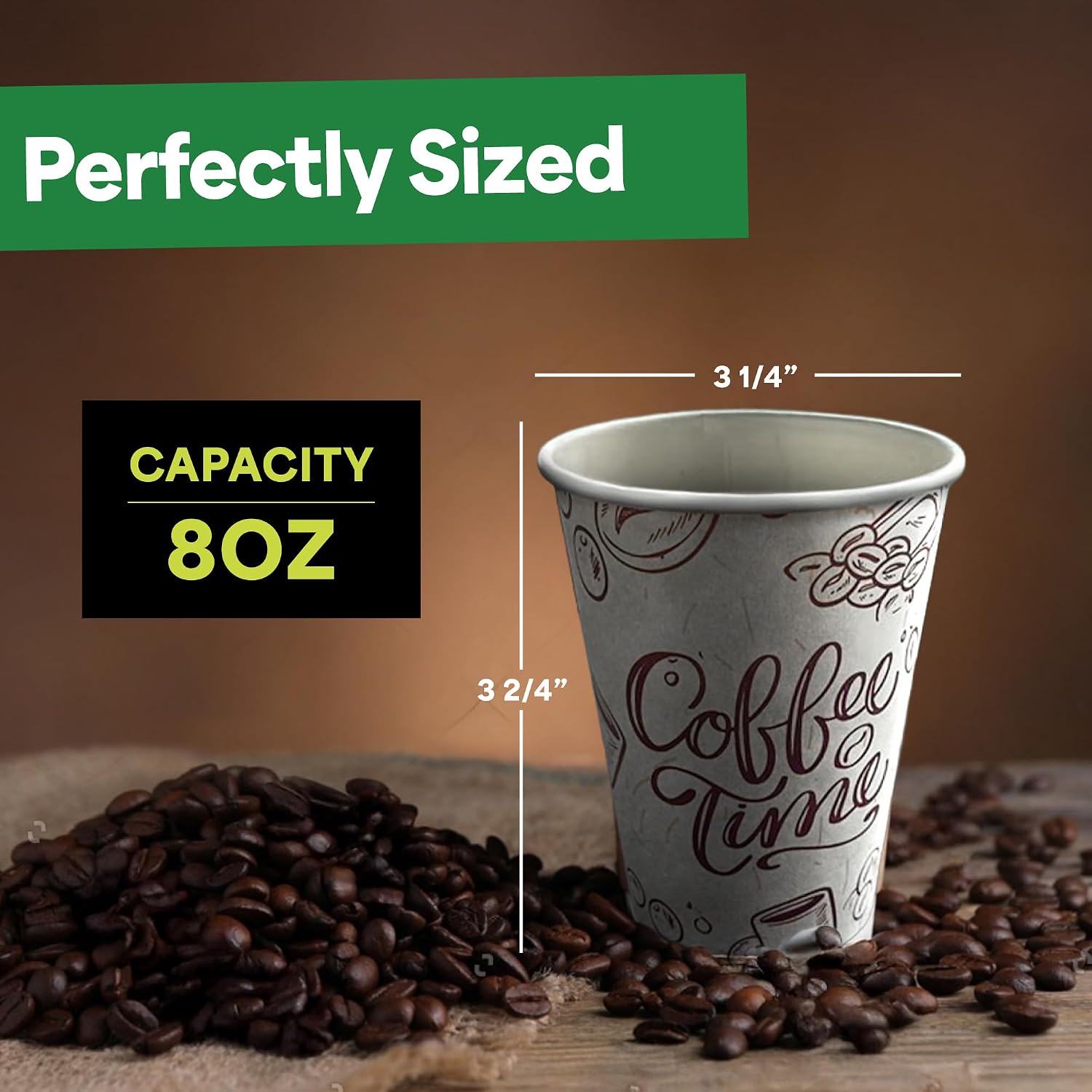1000個入り 8オンス使い捨てコーヒー紙コップ ホット＆コ - Coffee Tea Images のレビューと価格