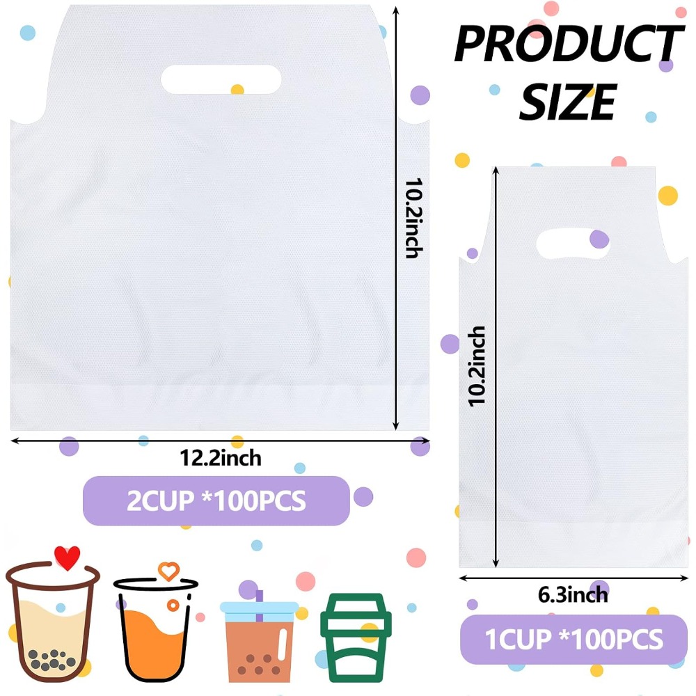 200枚入り透明プラスチックカップキャリアバッグ、1～2カッ - Coffee Tea Images のレビューと価格