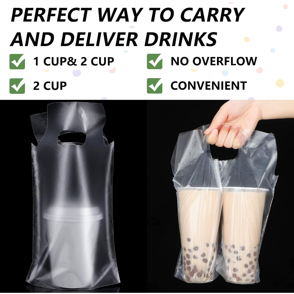 200枚入り透明プラスチックカップキャリアバッグ、1～2カッ - Coffee Tea Images のレビューと価格